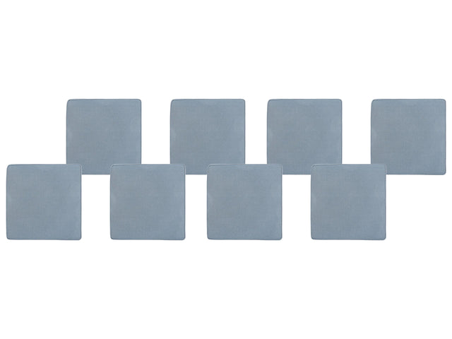 Set of 8 Seat Pad Cushions for Garden Chairs Blue Water Resistant Fabric with Ties Removable Cover Beliani