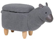 Animal Alpaca Children Stool Grey Polyester Fabric Upholstered Wooden Legs Storage Function Nursery Footstool Beliani