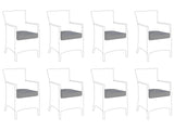 Set of 8 Seat Cushion Covers Grey Fabric Garden Chair Pillow Case 47 x 47 x 10 cm Beliani