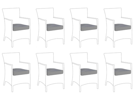 Set of 8 Seat Cushion Covers Grey Fabric Garden Chair Pillow Case 47 x 47 x 10 cm Beliani
