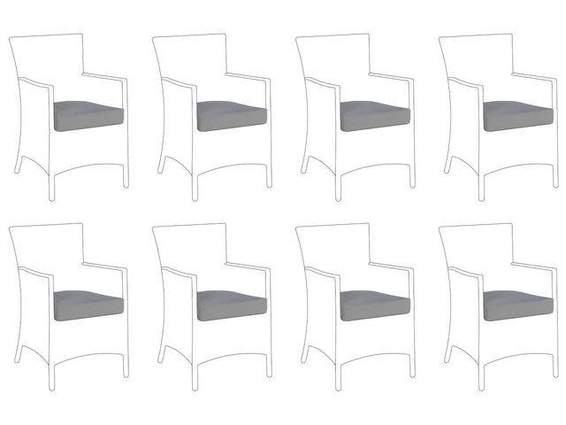 Set of 8 Seat Cushion Covers Grey Fabric Garden Chair Pillow Case 47 x 47 x 10 cm Beliani