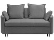 2 Seater Sofa Bed Grey Sleeping Function Profiled Armrests Beliani