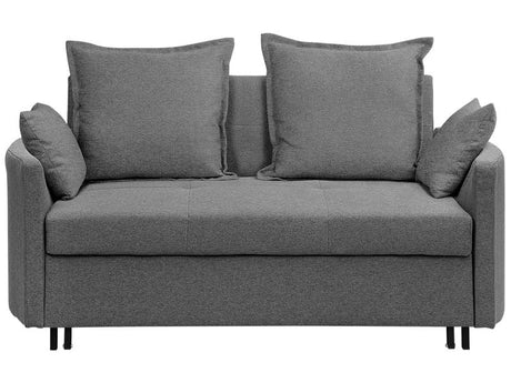 2 Seater Sofa Bed Grey Sleeping Function Profiled Armrests Beliani