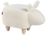 Animal Bunny Children Stool Off- White Cream Polyester Fabric Upholstered Wooden Legs Nursery Footstool Beliani