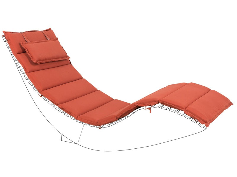 Sun Lounger Cushion Red Fabric 180 x 60 cm Padded with Head Pillow Beliani