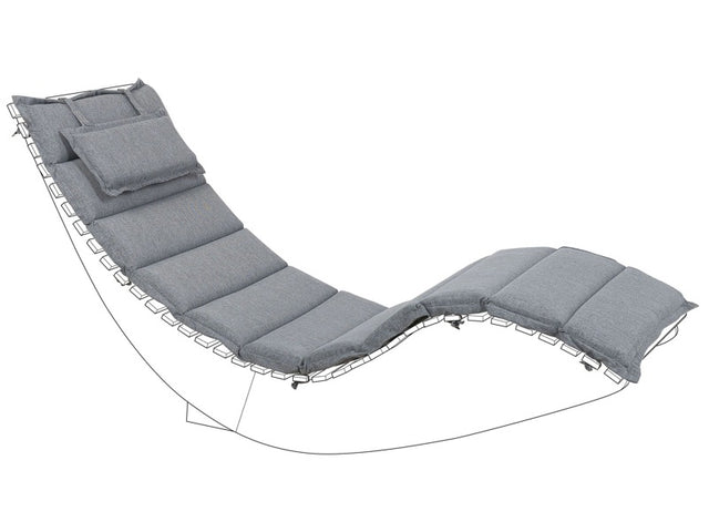 Sun Lounger Cushion Grey Fabric 180 x 60 cm Padded with Head Pillow Beliani