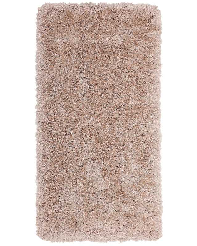 Area Rug Shaggy Beige with Cotton 80 x 150 cm Rectangular Tufted Shag Pile Beliani