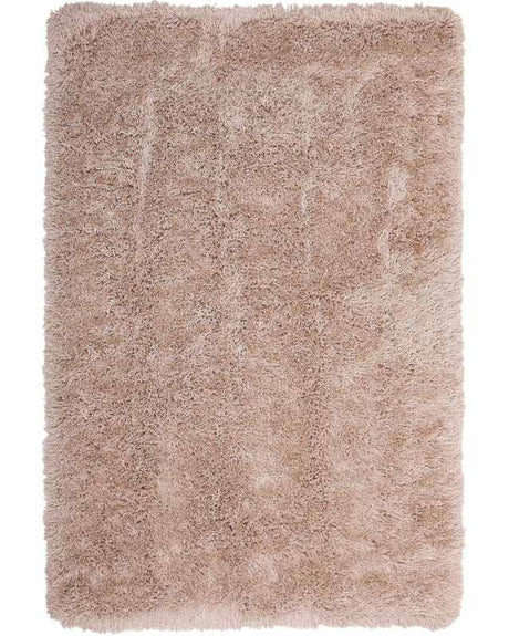 Shaggy Area Rug High-Pile Carpet Solid Beige Polyester Rectangular 140 x 200 cm Beliani