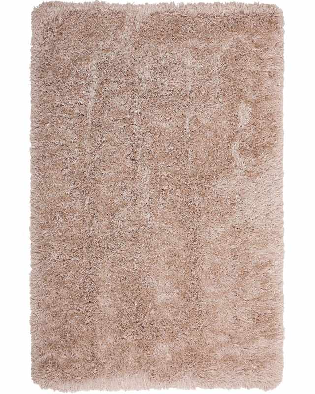 Shaggy Area Rug High-Pile Carpet Solid Beige Polyester Rectangular 160 x 230 cm Beliani