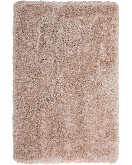 Shaggy Area Rug High-Pile Carpet Solid Beige Polyester Rectangular 160 x 230 cm Beliani