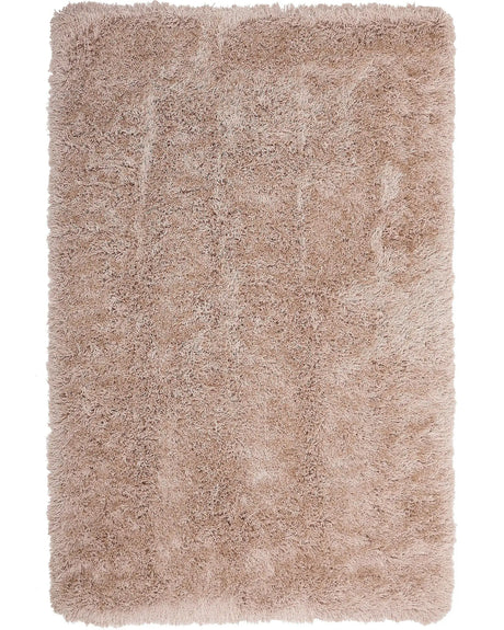 Shaggy Area Rug High-Pile Carpet Solid Beige Polyester Rectangular 200 x 300 cm Beliani