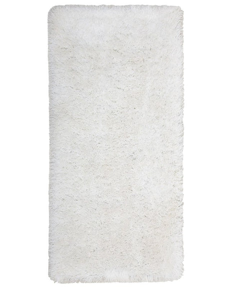 Shaggy Area Rug High-Pile Carpet Solid White Polyester Rectangular 80 x 150 cm Beliani