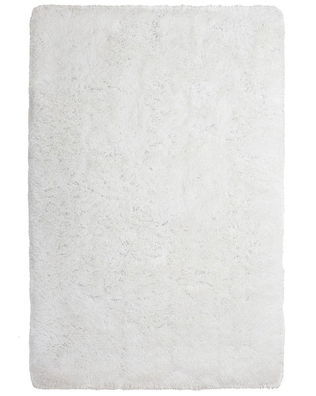 Shaggy Area Rug High-Pile Carpet Solid White Polyester Rectangular 200 x 300 cm Beliani