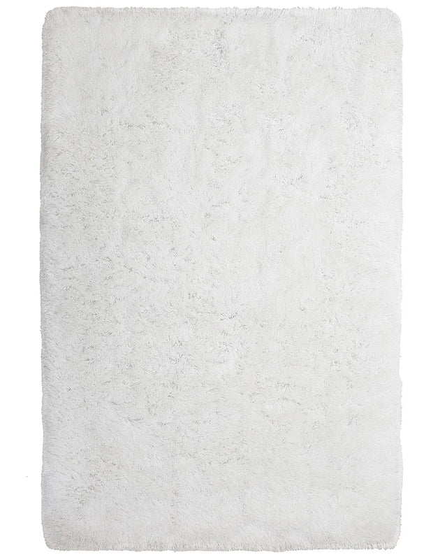 Shaggy Area Rug High-Pile Carpet Solid White Polyester Rectangular 200 x 300 cm Beliani