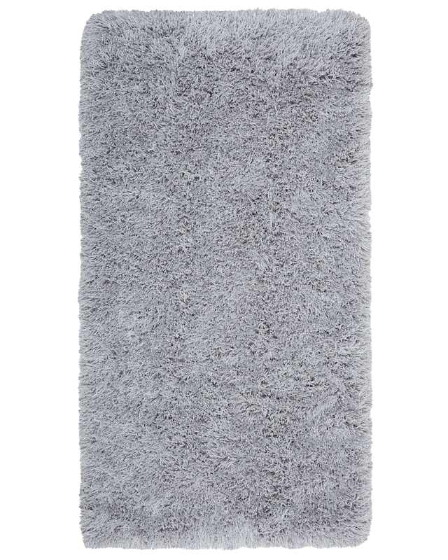 Shaggy Area Rug High-Pile Carpet Solid Grey Polyester Rectangular 80 x 150 cm Beliani