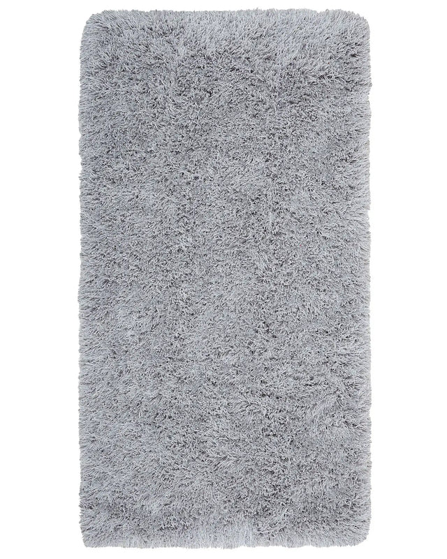 Shaggy Area Rug High-Pile Carpet Solid Grey Polyester Rectangular 80 x 150 cm Beliani