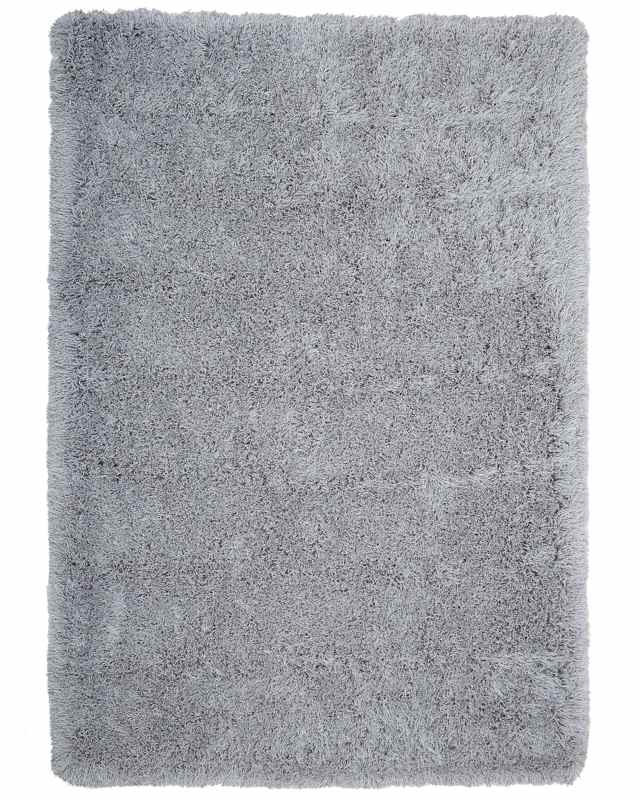 Shaggy Area Rug High-Pile Carpet Solid Grey Polyester Rectangular 160 x 230 cm Beliani