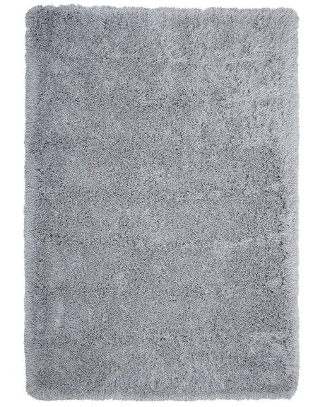 Shaggy Area Rug High-Pile Carpet Solid Grey Polyester Rectangular 160 x 230 cm Beliani