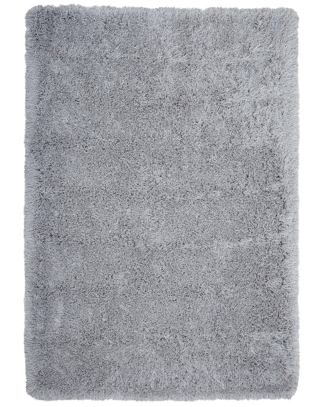 Shaggy Area Rug High-Pile Carpet Solid Grey Polyester Rectangular 160 x 230 cm Beliani
