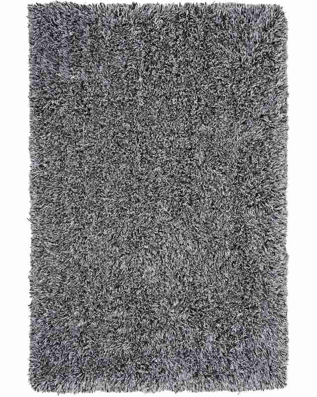 Shaggy Area Rug High-Pile Carpet Solid Black and White Polyester Rectangular 140 x 200 cm Beliani