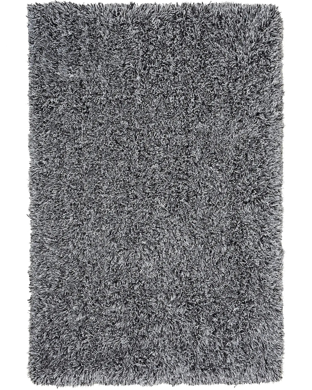 Shaggy Area Rug High-Pile Carpet Solid Black and White Polyester Rectangular 140 x 200 cm Beliani