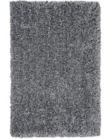 Shaggy Area Rug High-Pile Carpet Solid Black and White Polyester Rectangular 140 x 200 cm Beliani