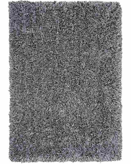 Shaggy Area Rug High-Pile Carpet Solid Black and White Polyester Rectangular 160 x 230 cm Beliani