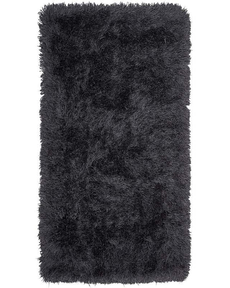 Shaggy Area Rug High-Pile Carpet Solid Black Polyester Rectangular 80 x 150 cm Beliani