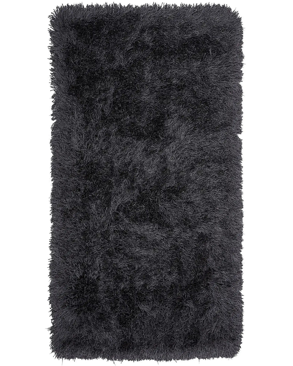 Shaggy Area Rug High-Pile Carpet Solid Black Polyester Rectangular 80 x 150 cm Beliani