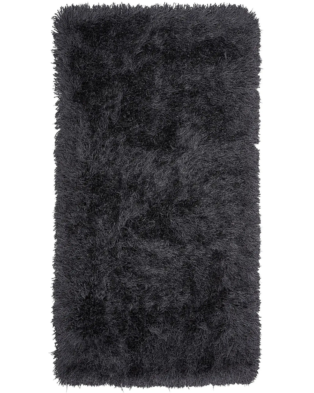 Shaggy Area Rug High-Pile Carpet Solid Black Polyester Rectangular 80 x 150 cm Beliani