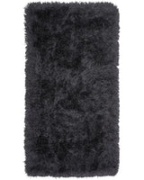 Shaggy Area Rug High-Pile Carpet Solid Black Polyester Rectangular 80 x 150 cm Beliani