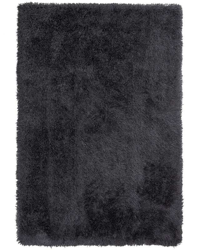 Shaggy Area Rug High-Pile Carpet Solid Black Polyester Rectangular 200 x 300 cm Beliani