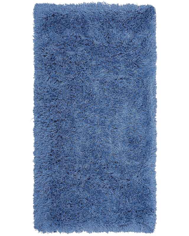 Shaggy Area Rug High-Pile Carpet Solid Blue Polyester Rectangular 80 x 150 cm Beliani