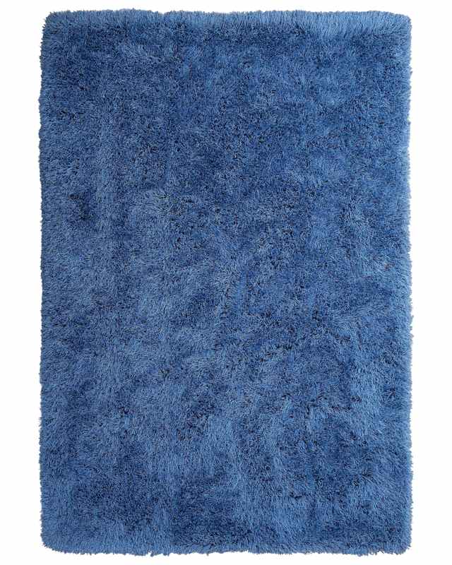 Shaggy Area Rug High-Pile Carpet Solid Blue Polyester Rectangular 200 x 300 cm Beliani