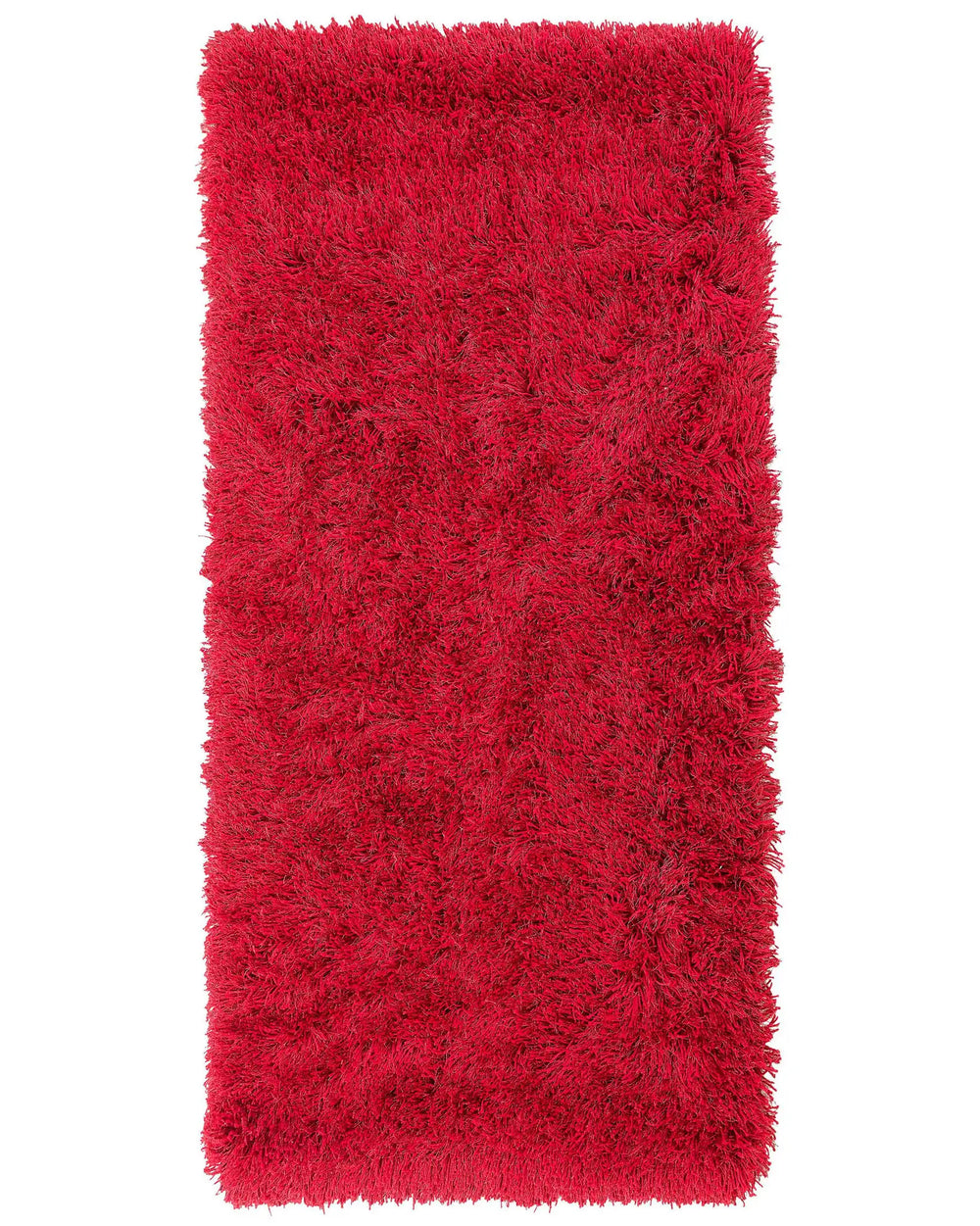 Shaggy Area Rug High-Pile Carpet Solid Red Polyester Rectangular 80 x 150 cm Beliani
