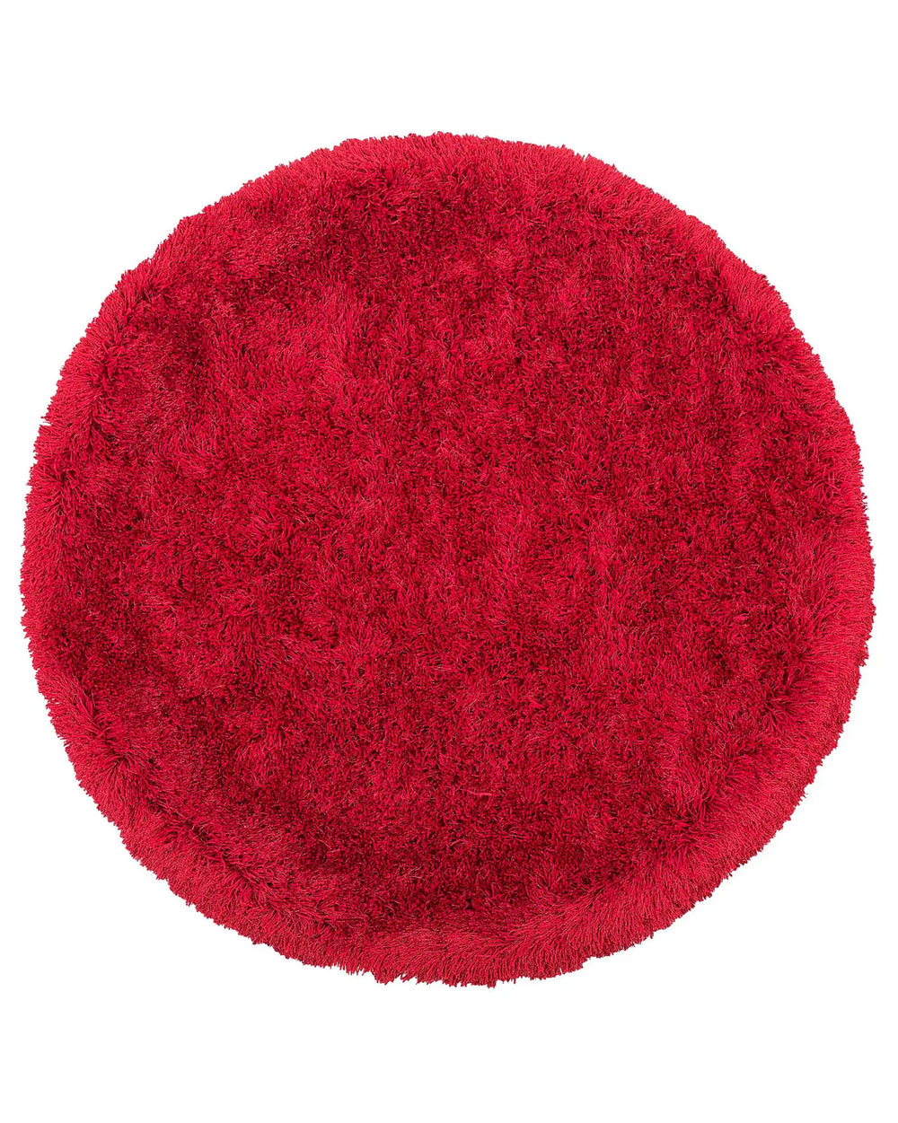 Shaggy Area Rug High-Pile Carpet Solid Red Polyester Round 140 cm Beliani