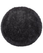 Shaggy Area Rug High-Pile Carpet Solid Black Polyester Rectangular 140 cm Beliani