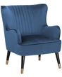 Wingback Chair Blue Velvet Upholstered Black Legs Channel Back Glamorous Design Beliani