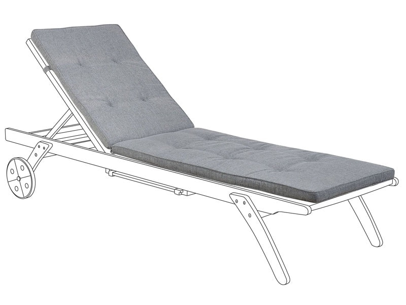 Garden Sun Lounger Cushion Grey 192 x 56 cm with Straps Beliani