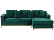 Corner Sofa Green Velvet Upholstered L-shaped Left Hand Orientation Beliani