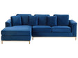 Corner Sofa Blue Velvet Upholstered L-shaped Right Hand Orientation Beliani