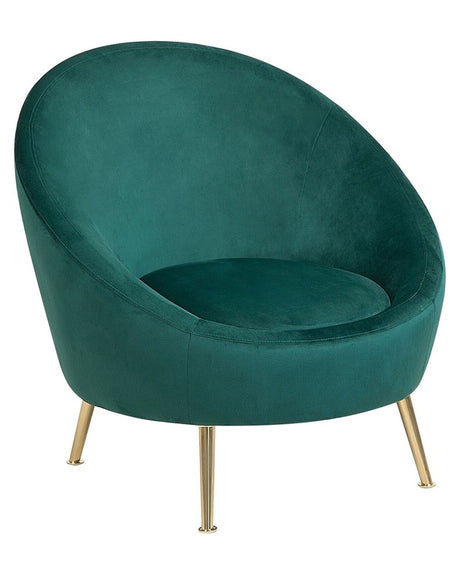 Tub Chair Green Velvet 76L x 80W x 81H cm Accent Gold Legs Glam Retro Beliani