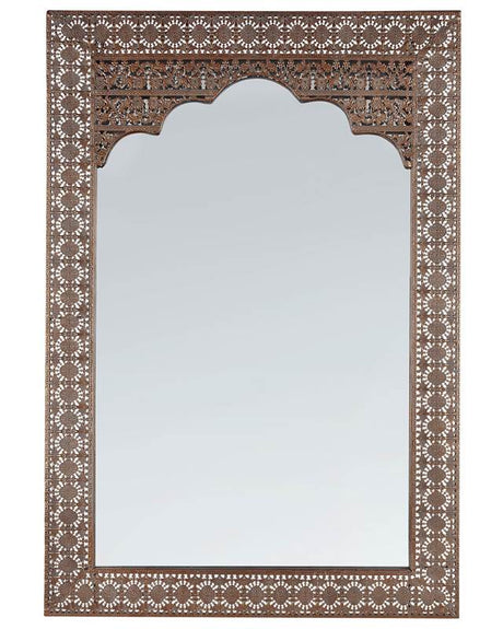 Wall Mounted Hanging Mirror Copper 60 x 90 cm Moroccan Modern Rectangular Beliani