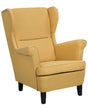 Wingback Chair Armchair Yellow Fabric Upholstered Rolled Arms Retro Beliani