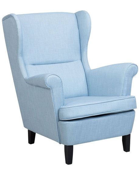 Wingback Chair Armchair Blue Fabric Upholstered Rolled Arms Retro Beliani