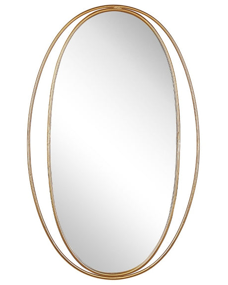 Wall Hanging Mirror Oval Gold 90 x 55 cm Wall Art Decor Glam Style Living Room Beliani