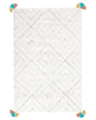 Area Rug White Cotton Shaggy 140 x 200 cm Multicolour Geometric Pattern Beliani
