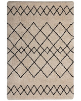 Area Rug Beige and Black Polyester Fabric 160 x 230 cm Geometric Pattern Rectangular Beliani