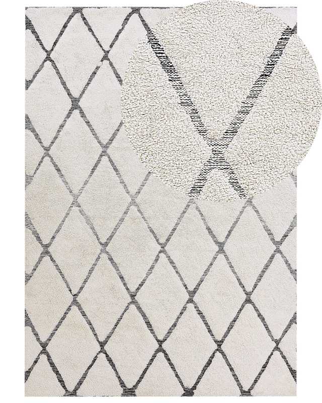 Area Rug Beige Cotton Hand Woven Shaggy 160 x 230 cm Modern Beliani