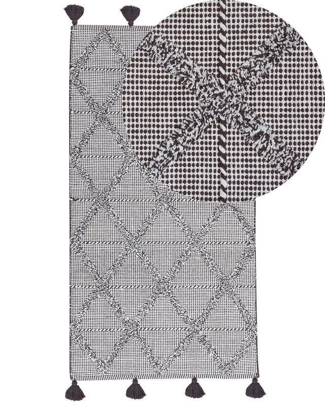 Rug Brown 80 x 150 cm Geometric Pattern with Tassels Oriental Beliani